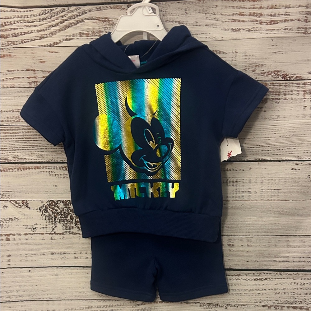 NWT Blue Mickey Mouse Hoodie and Shorts Set size 12 months
